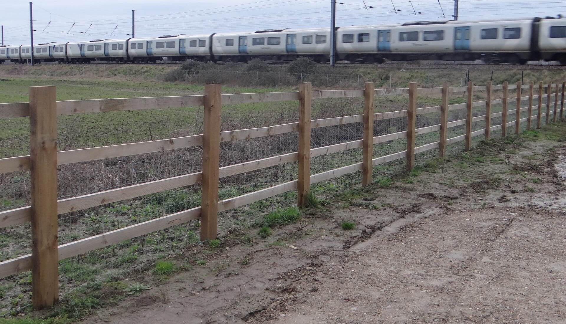 A14 Cambridge to Huntingdon Fence Timber Post Rail