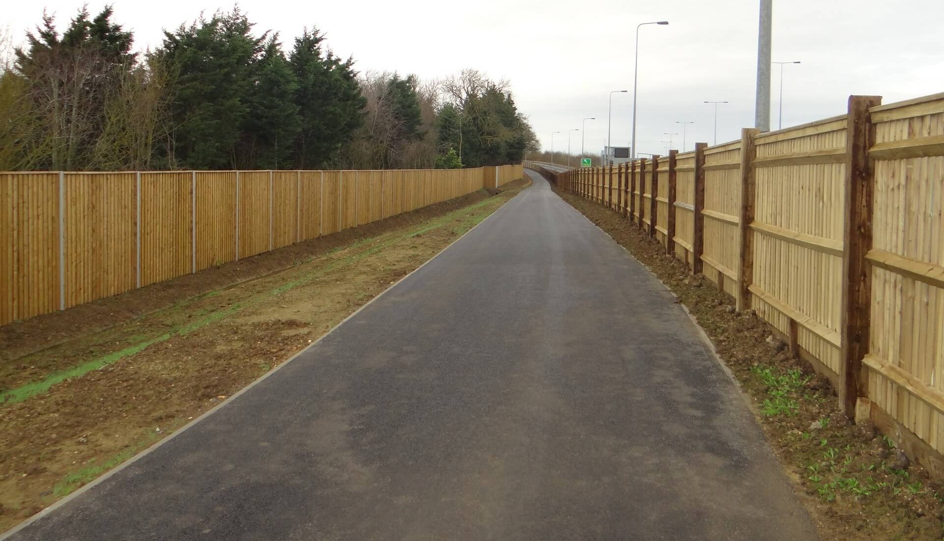 A14 Cambridge to Huntingdon Fence Noise Barrier  and Close Boarded Fence